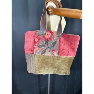 Patchwork Tote Purse, Designer & Vintage Fabric, Hobo Bag Double Leather Straps